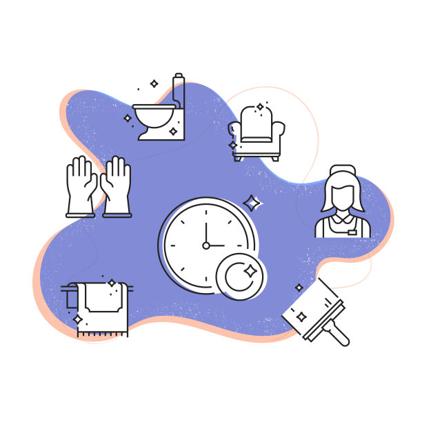 清洁相关的现代线条风格矢量插图图片下载