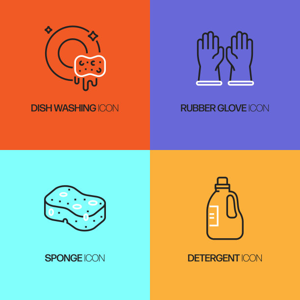 清洗相关的线条图标。向量符号说明。图片下载