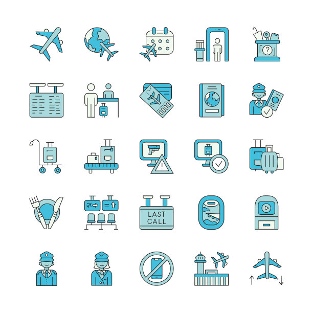 机场和交通线路图标图片下载