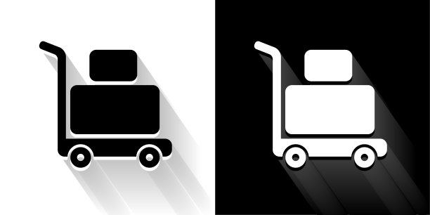 行李车黑色和白色图标与长影子图片下载