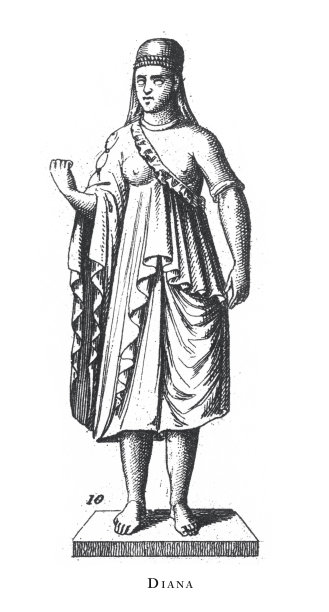 戴安娜，宗教仪式和人物的古希腊和罗马雕刻古董插图，出版1851年图片下载