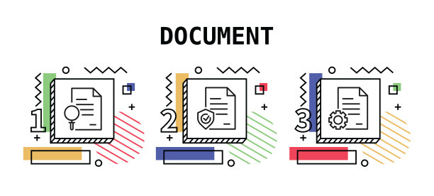 文档，矢量样式的细线图标。图标，信息图形，移动和网页等。颜色视图，准备好模板。图片下载
