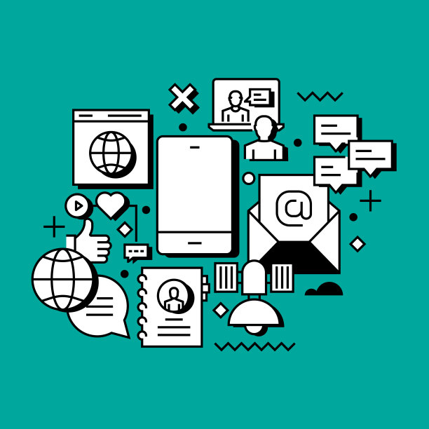 沟通相关线设计风格的网页横幅图片下载