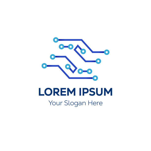 技术IT工程芯片线形成一个手显示关怀连接符号图标标志设计模板在矢量文件。图片下载