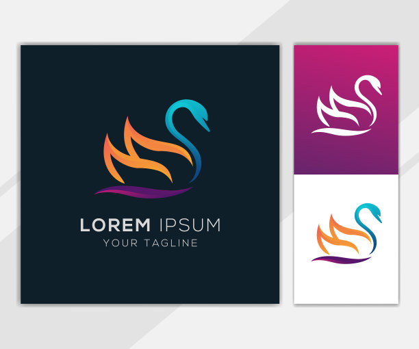 彩色天鹅标志集模板图片下载