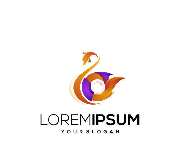 现代渐变色圈天鹅吉祥物标志图片下载