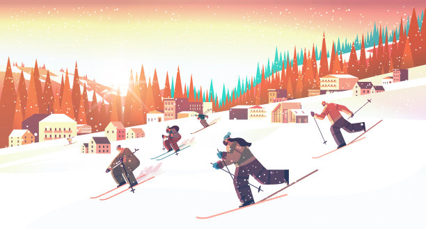 人们滑雪，男人，女人，游客做活动图片下载