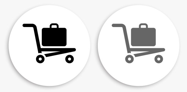 行李车黑白圆形图标图片下载