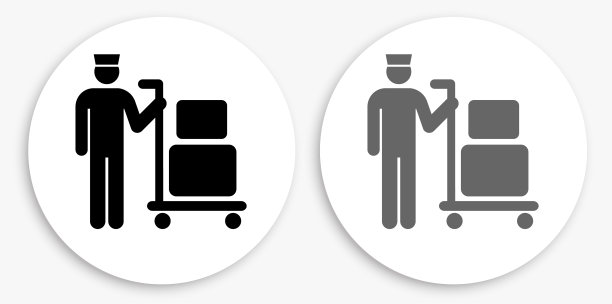行李黑白圆形图标图片下载