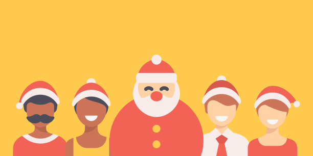 年轻人与家人、朋友和圣诞老人一起庆祝圣诞节图片下载