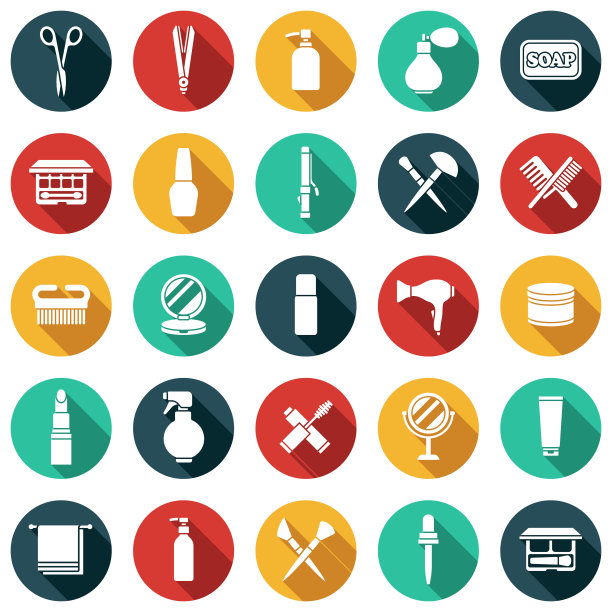 美容和化妆品字形图标设置图片下载