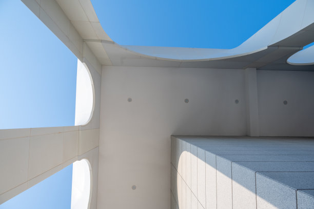 一个阳光明媚的公共教堂的部分外墙图片下载