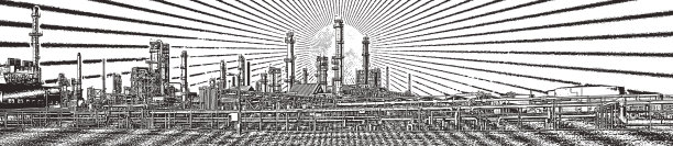 一个炼油厂的矢量插图图片下载