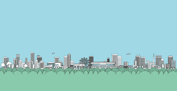 矢量插图，表达与阴影的城市景观。图片下载