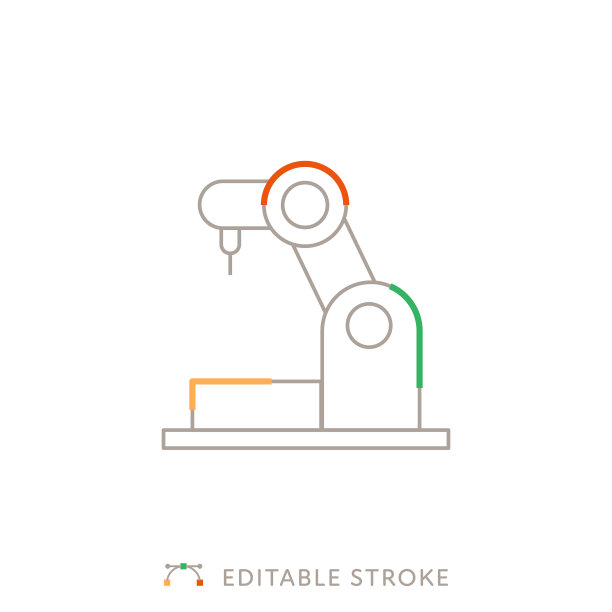 具有可编辑笔触的机械臂多色线图标图片下载