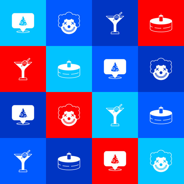 放一片披萨小丑头马提尼酒杯和图片下载