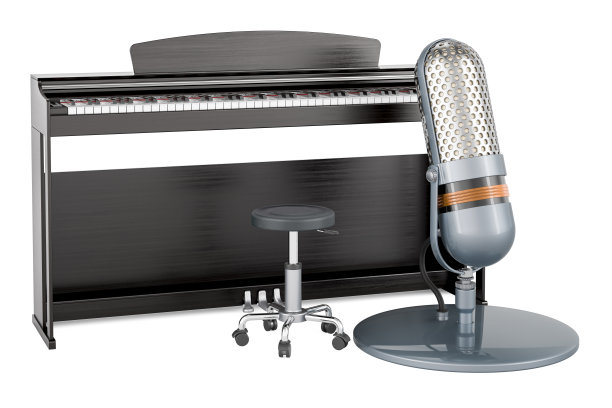 钢琴麦克风，3D渲染图片下载