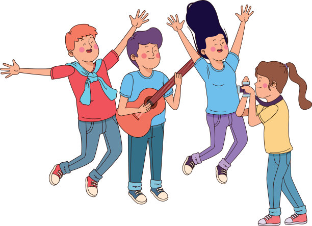 十几岁的朋友们微笑着玩得很开心图片下载