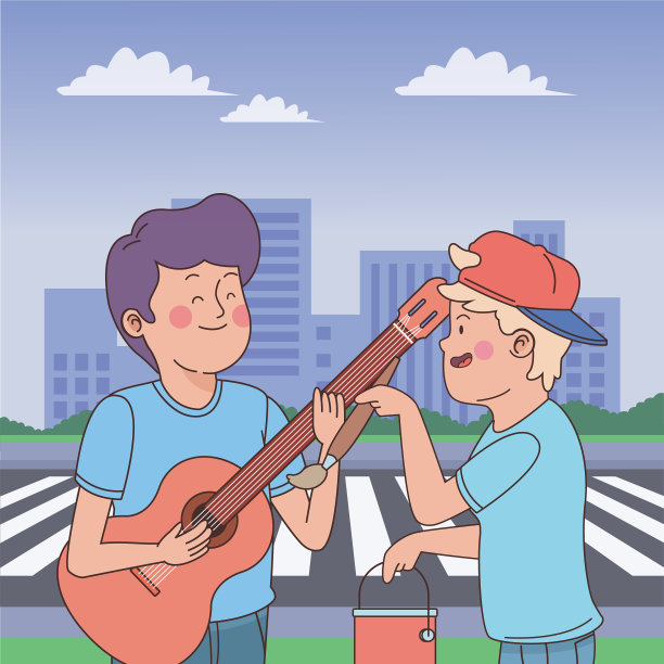 十几岁的朋友们微笑着玩卡通图片下载