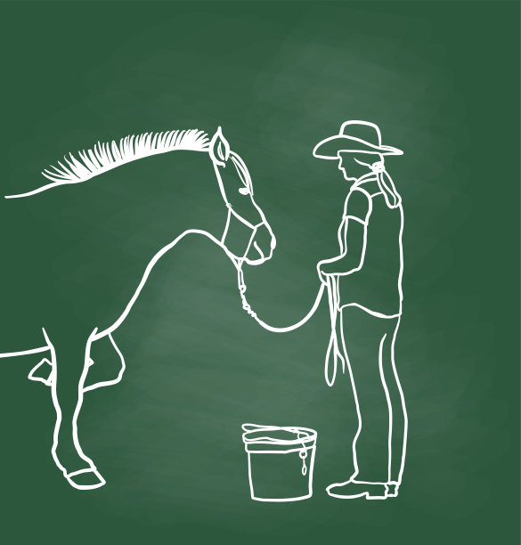 农场女孩和马黑板图片下载