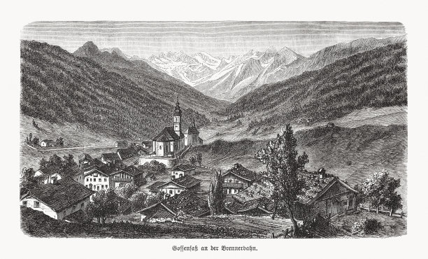 意大利南蒂罗尔的戈萨斯的历史观，木版，1893年出版图片下载