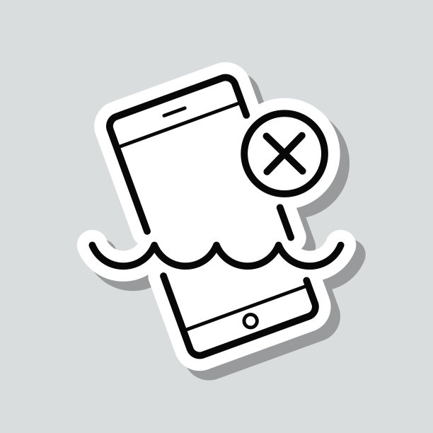 智能手机不防水。图标贴纸在灰色背景图片下载