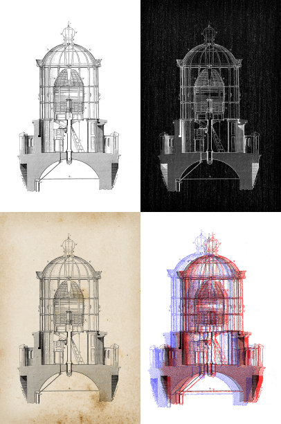 科学发现的古玩插图:灯塔灯图片下载