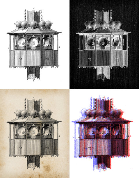 科学发现的古玩插图:灯塔灯图片下载