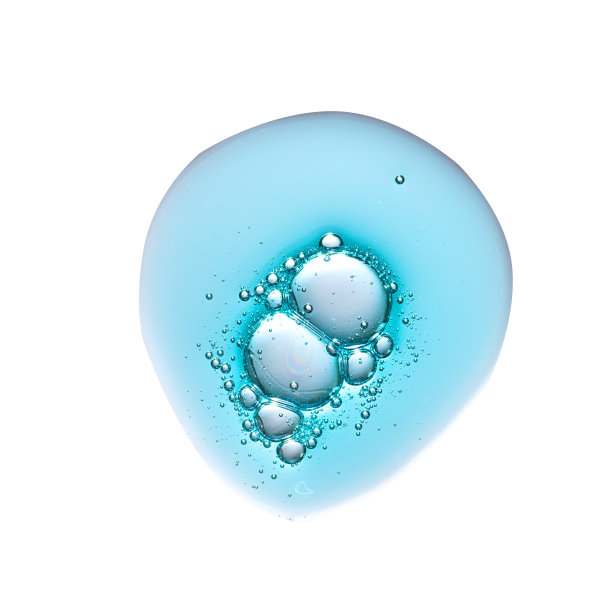 白色分离背景上蓝色透明质酸血清凝胶的纹理样本，宏观。化妆品图片下载