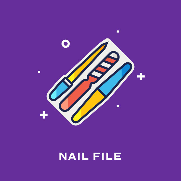 指甲文件平线图标，轮廓矢量符号插图。图片下载