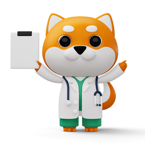 可爱的医生狗，3d卡通狗角色，3d渲染图片下载