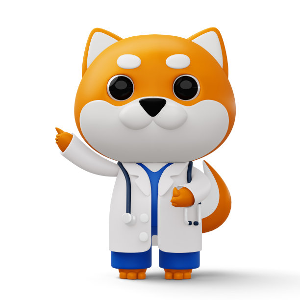 可爱的医生狗，3d卡通狗角色，3d渲染图片下载