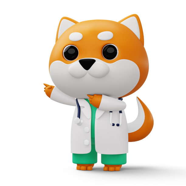 可爱的医生狗，3d卡通狗角色，3d渲染图片下载