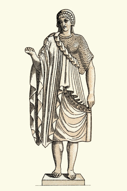 古希腊的时尚，年轻的希腊妇女穿着厚棉衣披风，时尚史图片下载