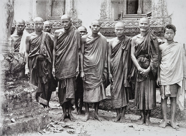 吴哥窟，一群佛教僧侣，1880年代图片下载