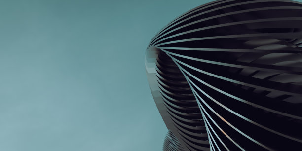 曲面抽象结构和天空背景，3d渲染图片下载