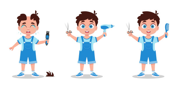 男孩理发师插图集图片下载
