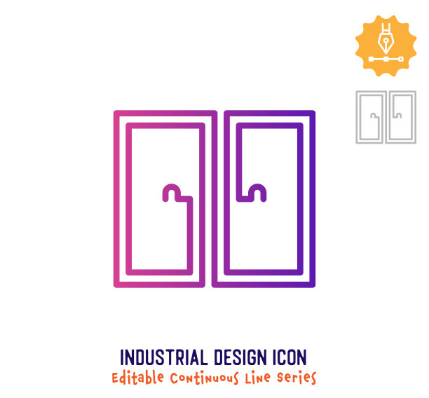 工业设计连续线可编辑图标图片下载