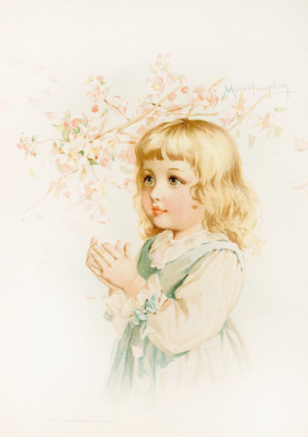 维多利亚时代的女孩插图。大约在1888年图片下载