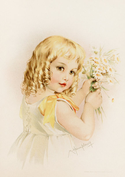 维多利亚时代的女孩插图。大约在1888年图片下载