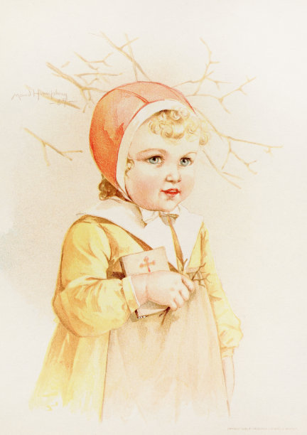 维多利亚时代的女孩插图。大约在1889年图片下载