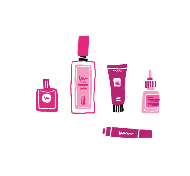 女士面霜、香水手绘物体矢量插画图片下载