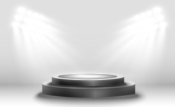 圆形的讲台、台座或平台，由背景中的聚光灯照亮。矢量插图。明亮的光。光从上面。广告的地方图片下载