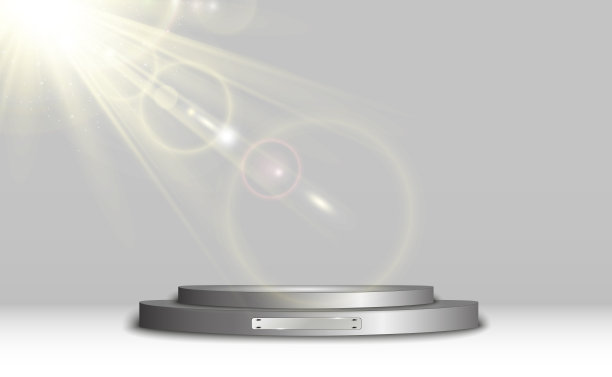 圆形的讲台、台座或平台，由背景中的聚光灯照亮。矢量插图。明亮的光。光从上面。广告的地方图片下载