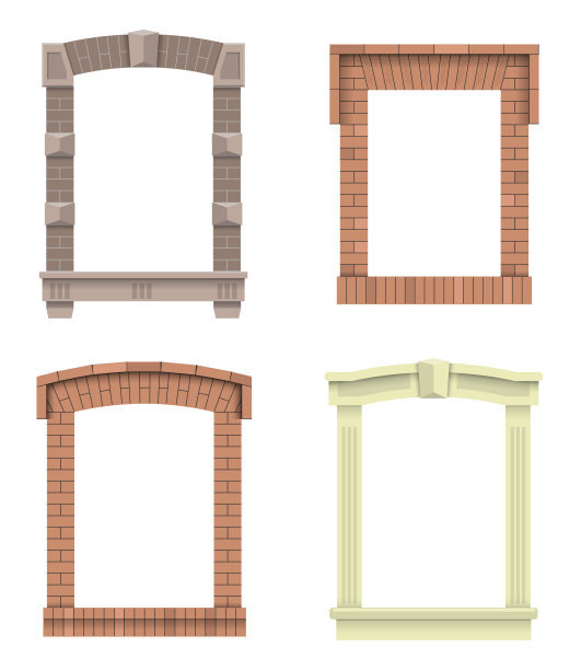 老式拱廊墙的老砖集图片下载