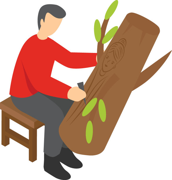 木雕等长概念，木雕艺术矢量图标设计，工艺职业符号，爱好和艺术作品标志，创意人股票插图图片下载