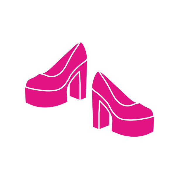 芭比娃娃风格的贴纸鞋。粉红色的颜色。在白色背景上孤立的平面插图。图片下载