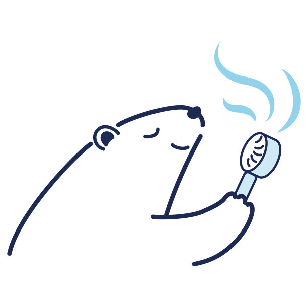 北极熊使用迷你电风扇的插图图片下载