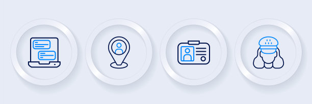 出租车司机，驾照，客户端和手机应用图标。向量图片下载