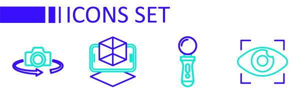 集线大哥电子眼，VR游戏控制器，3d建模和360度视图图标。向量图片下载